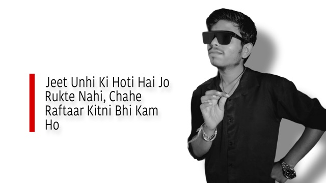 Vansh Kashyap — black and white portrait with a Hindi quote